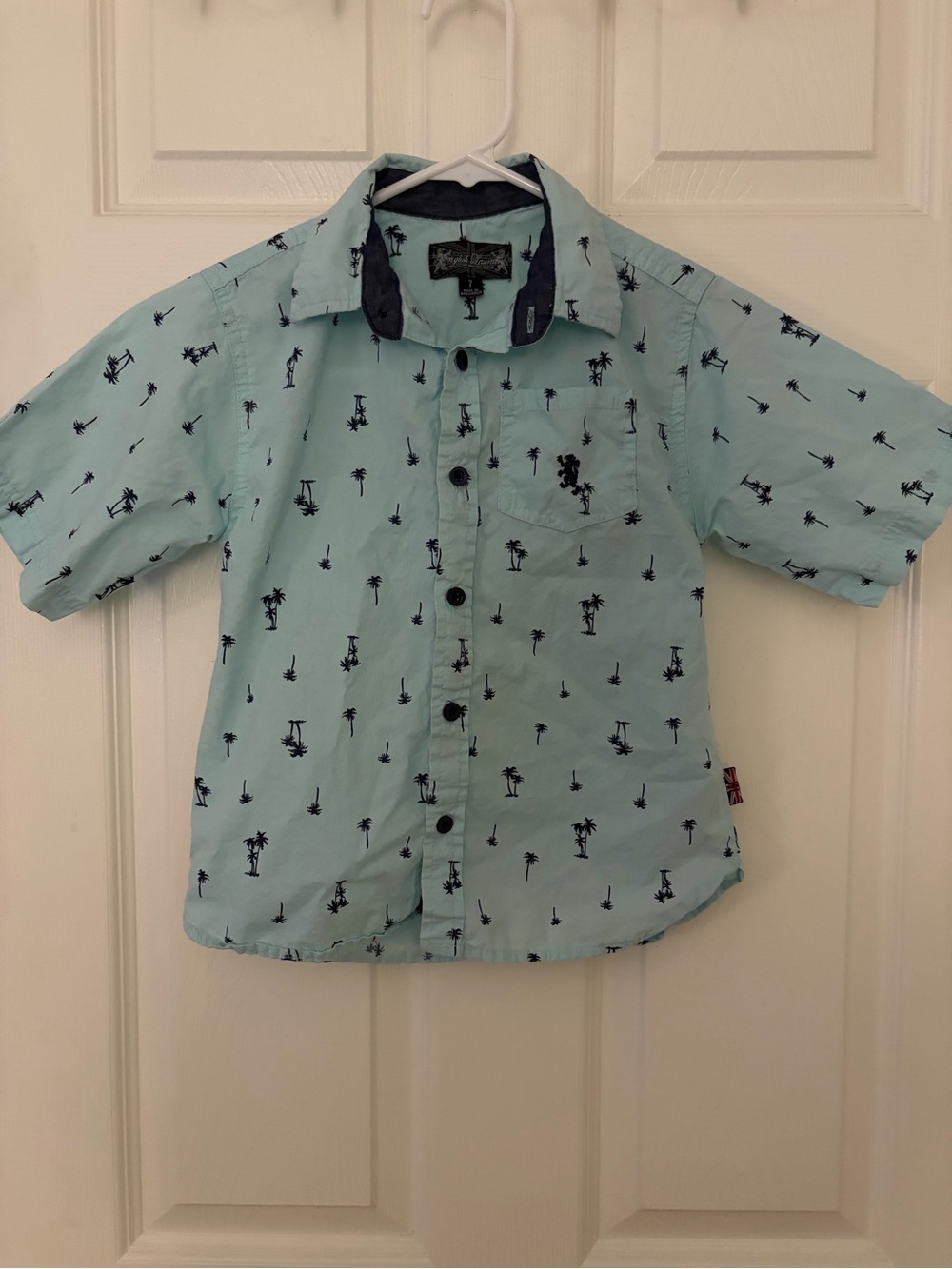 English Laundry Mint Short-Sleeve Palm-Print Button-Down Shirt